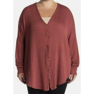 Nordstrom Brand Perch By Blu Pepper V Neck Rib Stretch Knit Cardigan